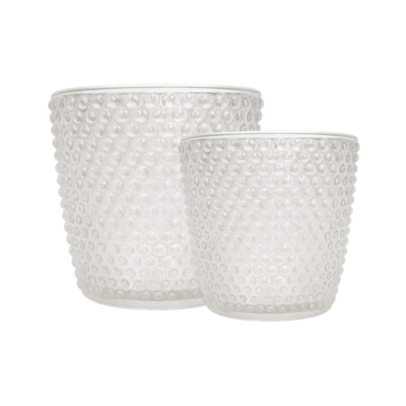 Clear Hobnail Glass Tealight Holders – Set of 2 Beaded Vintage Votive Cups - CT11