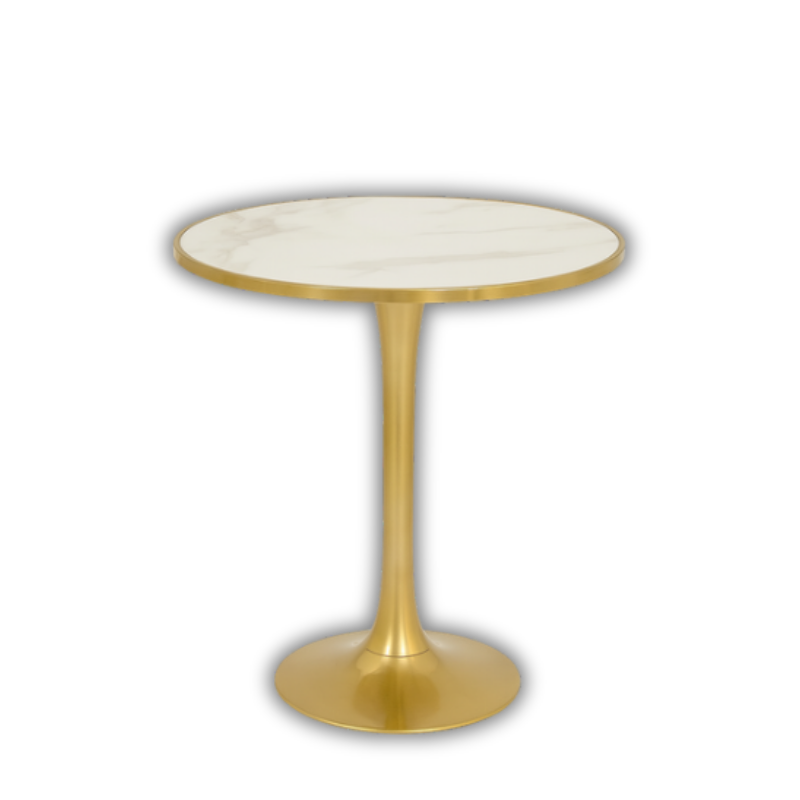Gold Poseur Table – 22” Marble Top Pedestal Bar Table