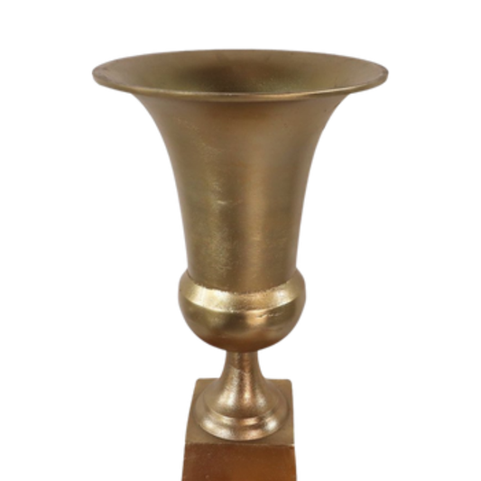 Antique Brass Trumpet Vase – Vintage Style Metal Trophy Urn for Home Decor - U01