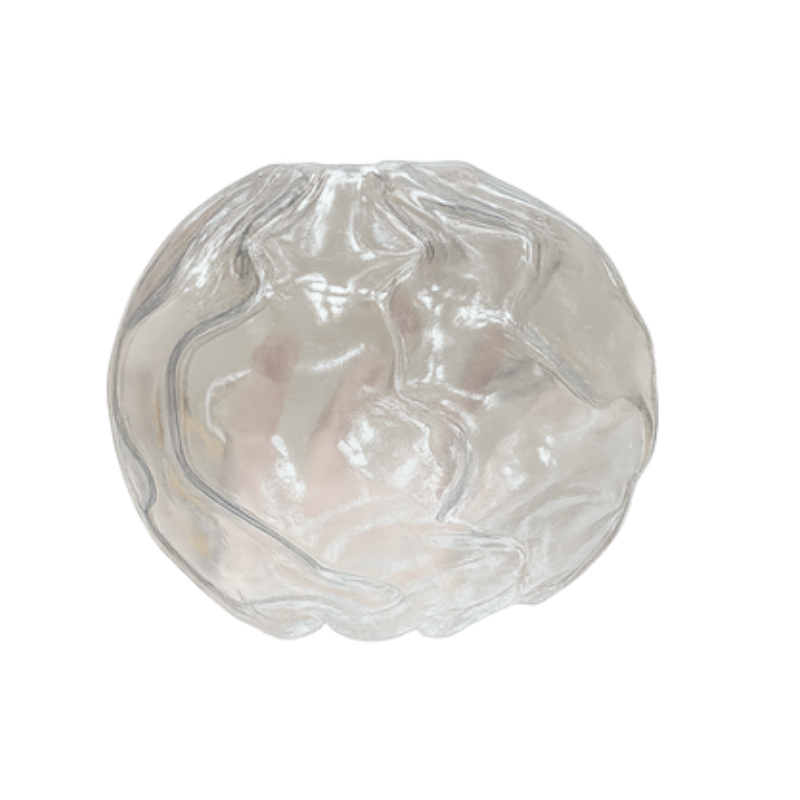Organic Rippled Glass Orb Vase – Clear Textured Hand-Blown Style Vase - BV03