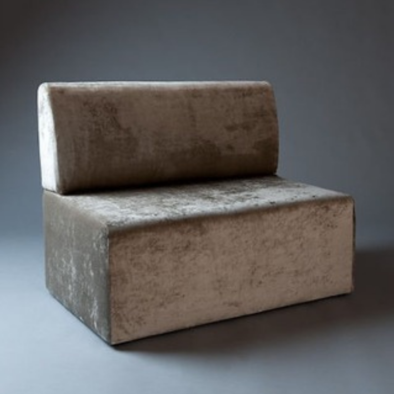 Modern Armless Velvet Sofa - 2-Seater Compact Loveseat in Champagne Taupe