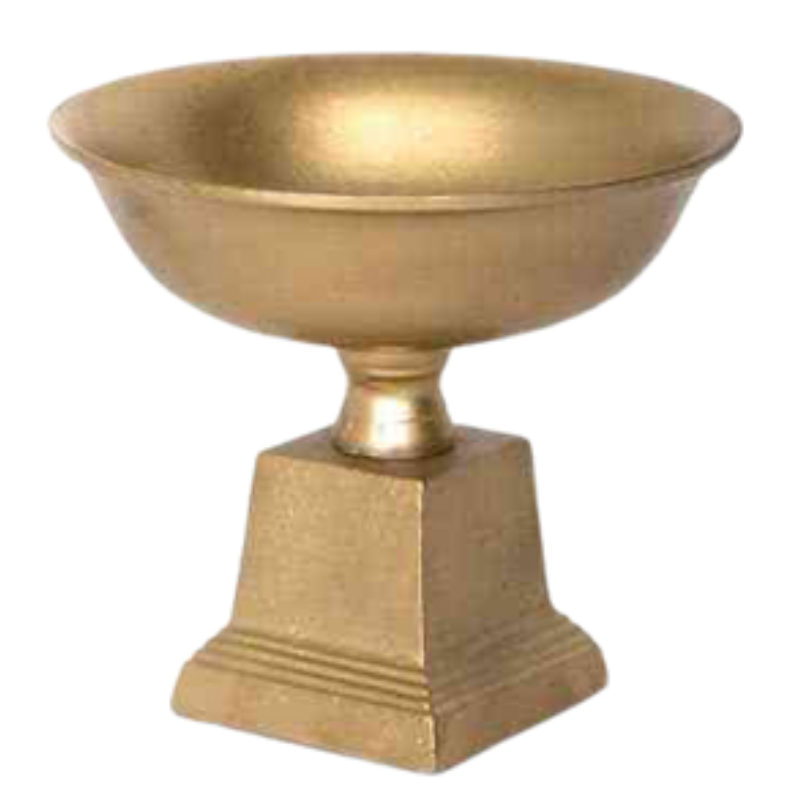 Vintage Brass Compote Bowl – Antique Style Pedestal Vase with Square Plinth Base - U03