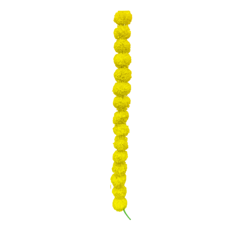 Artificial Marigold Garland (5ft) – Vibrant Yellow Genda Phool for Diwali, Weddings, & Home Décor -T03