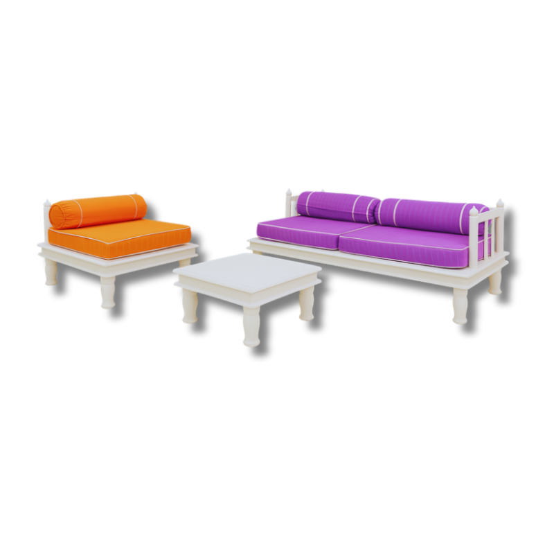 Handcrafted Indian Daybed & Coffee Table Set
