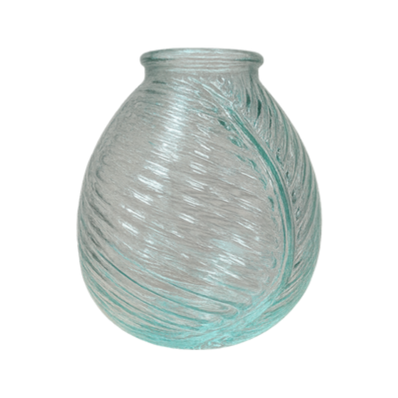 Leaf Texture Glass Vase – Mint Green Embossed Botanical Bud Vase - BV05
