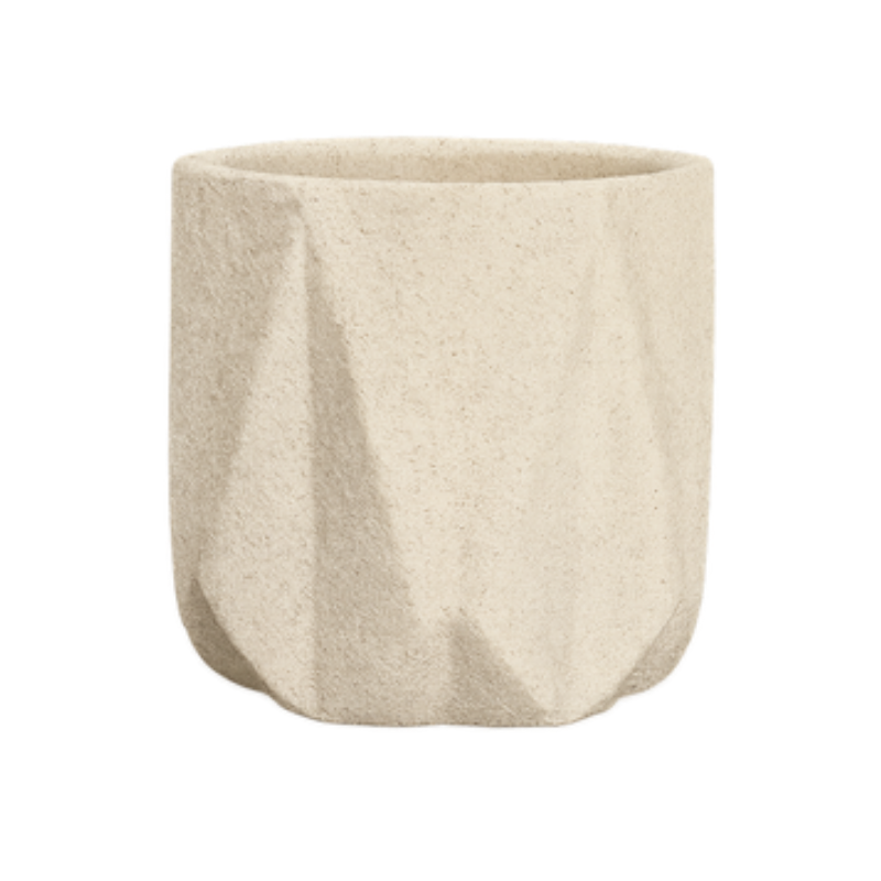Geometric Faceted Planter – Architectural Stone-Style Ceramic Vessel with Origami-Inspired Design - U30