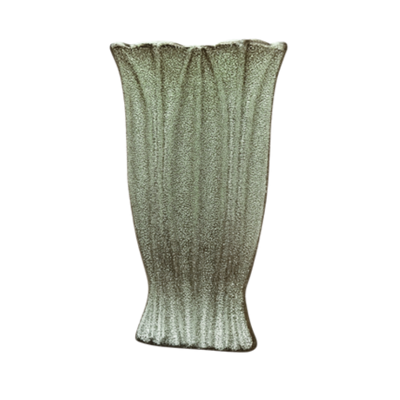 Hammered Silver Vase – Tall Fluted Metal Vessel with Antiqued Pewter Finish and Scalloped Rim - U31