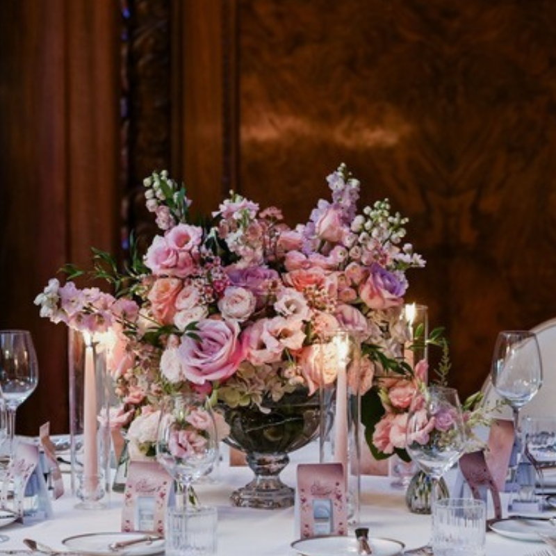Lavender & Blush Low Footed Floral Centerpiece