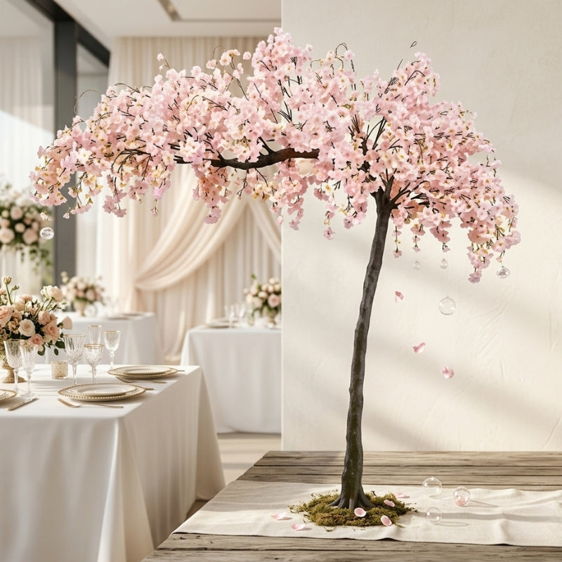 Artificial Pink Cherry Blossom Arch Tree – Weeping Sakura Canopy for Weddings - T05