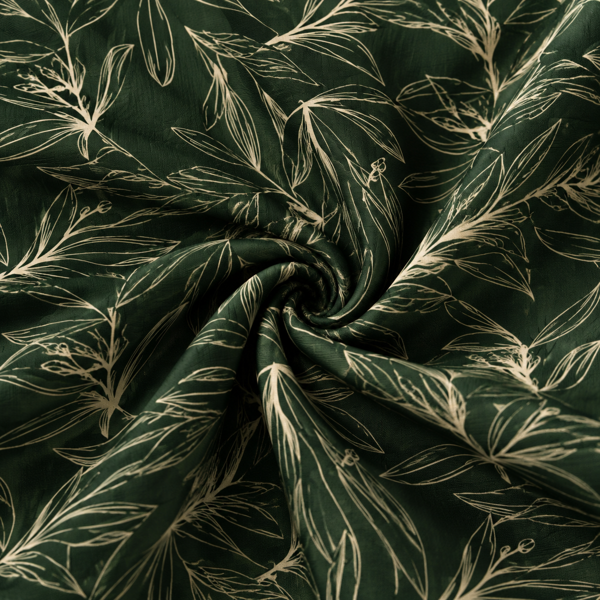 Emerald Green Botanical Leaf Round Tablecloth – Luxury Printed Dining Linen - L09
