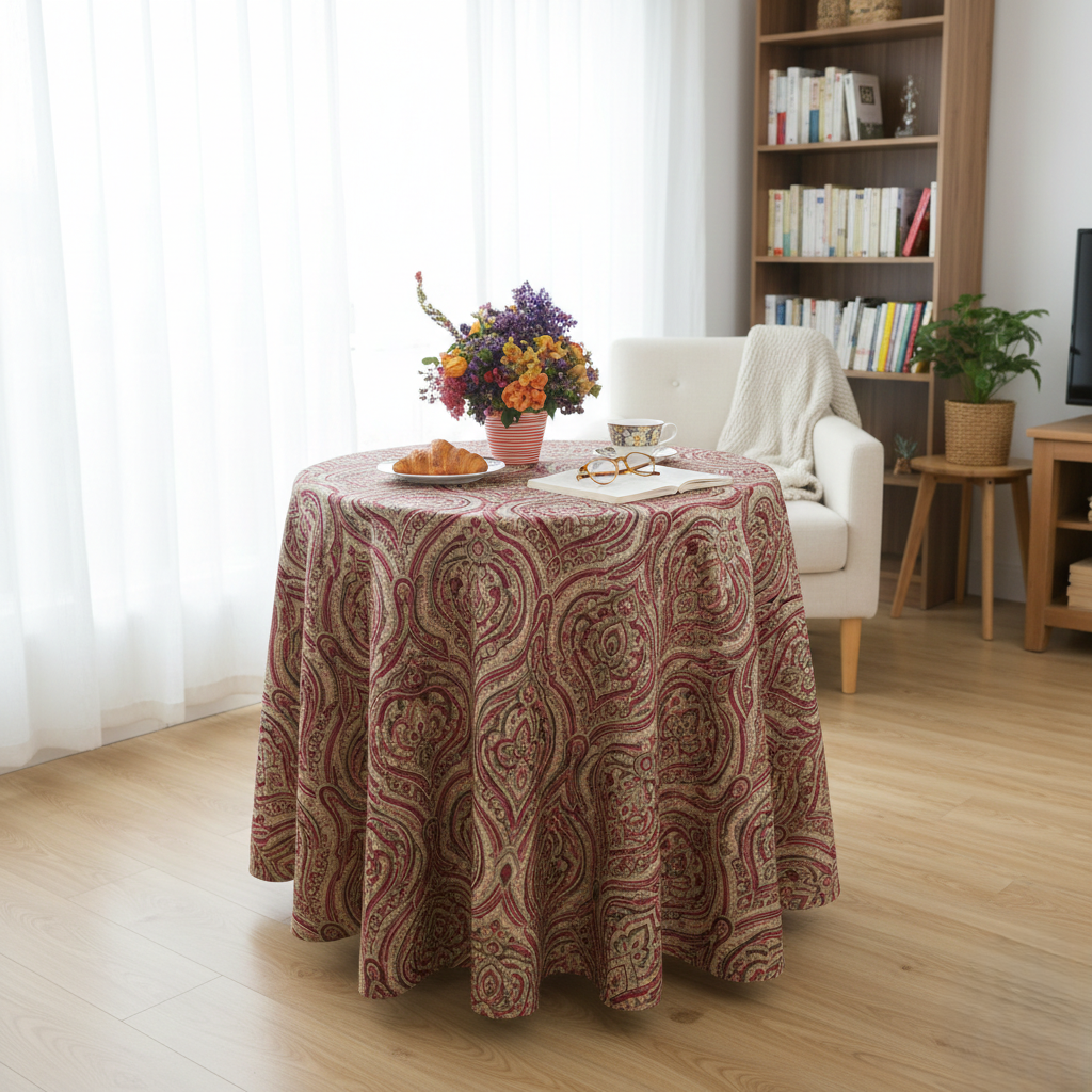 Burgundy Heritage Paisley Tablecloth | Classic Dry Hire for Linens - L07
