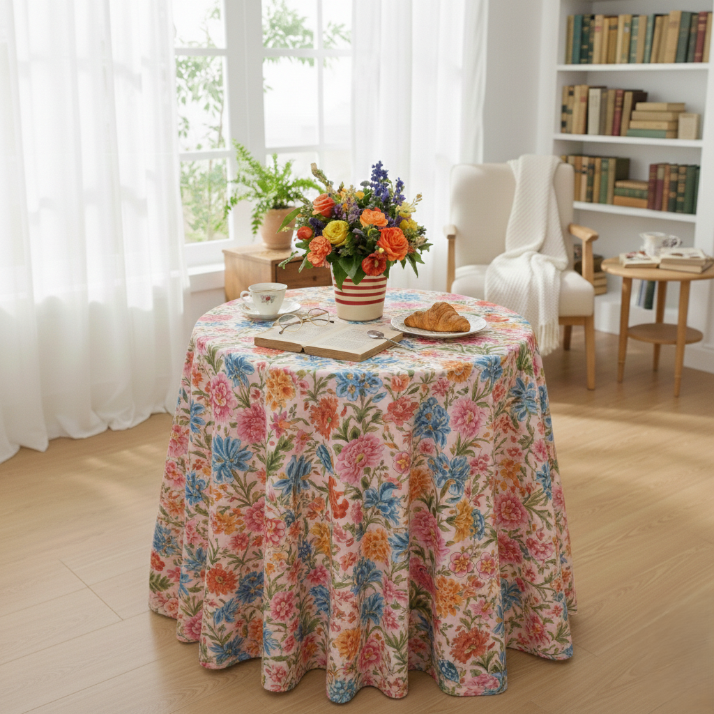 Wildflower Chinoiserie Pink Tablecloth | Luxury Dry Hire for Linens - L03