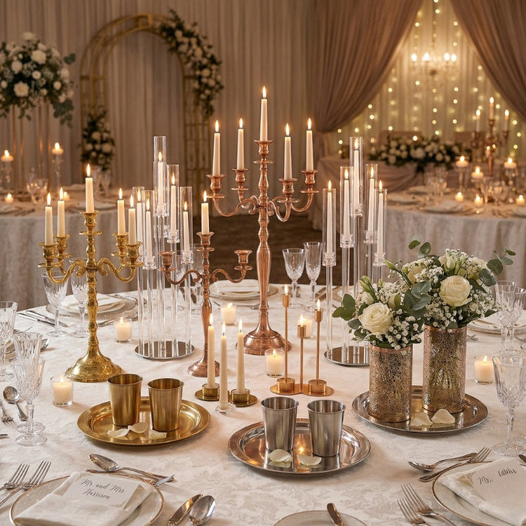 Discover our stunning collection of wedding candelabras and tea lights.