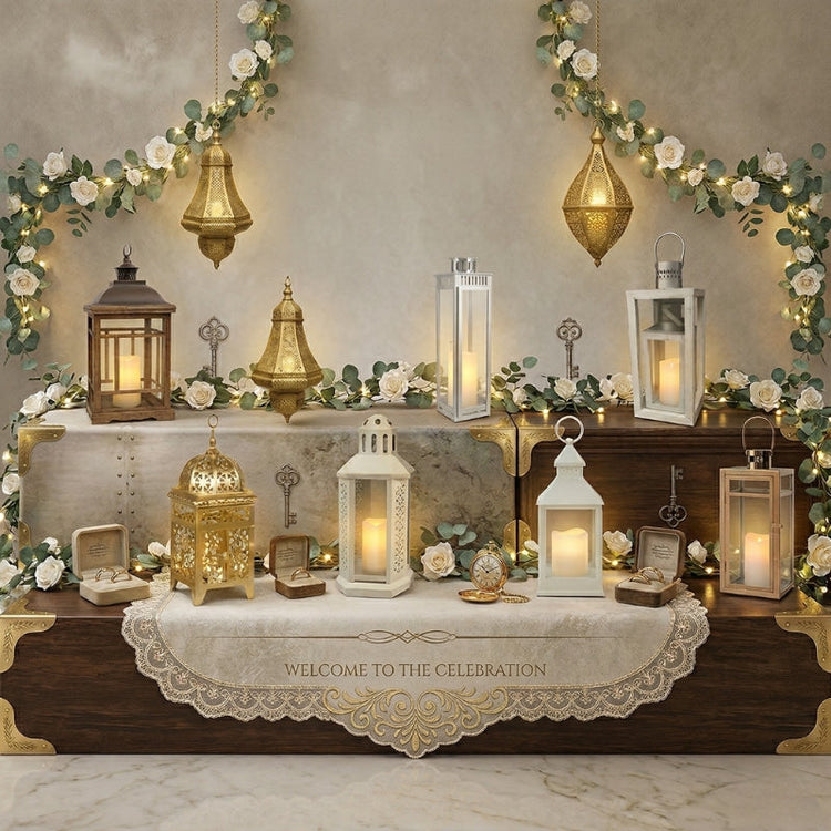 Decorative wedding lanterns used for aisle and venue lighting.