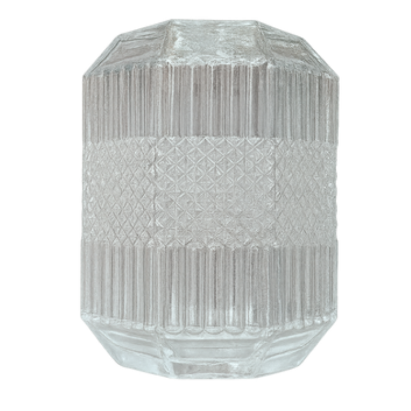 Mixed Texture Glass Vase – Clear Geometric Cut Crystal-Style Vessel - BV10