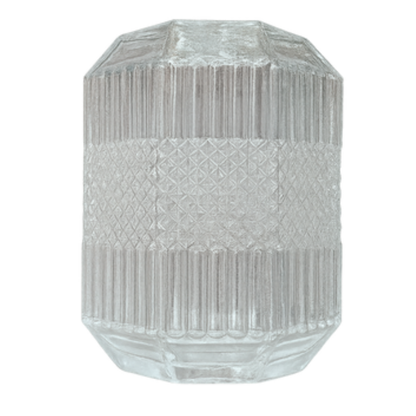Mixed Texture Glass Vase – Clear Geometric Cut Crystal-Style Vessel - BV10