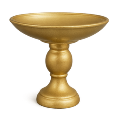 Gold Compote Vase – Elegant Pedestal Centerpiece with Tapered Baluster Base - U11