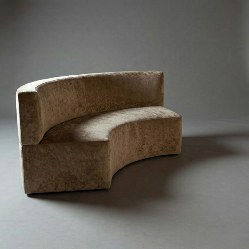 Luxurious Curved Velvet Sofa | Compact 2-Seater Art Deco Settee in Champagne Gold