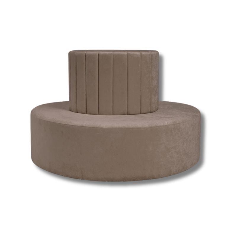 Luxury Velvet Round Sofa – 8-Seater Curved Sectional in Champagne Taupe