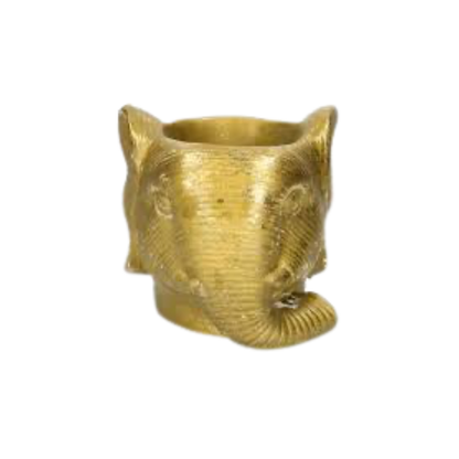 Brass Elephant Head Planter - Handcrafted Gold Pot for Succulents & Sacred Home Decor - T15