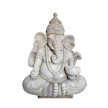 Lord Ganesha Garden Statue - Weather-Resistant Stone Effect Spiritual Sculpture for Zen Gardens - T19