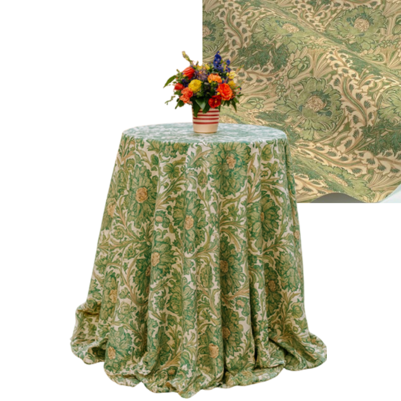 Botanical Sage Floral Tablecloth | Premium Dry Hire for Linens - L01