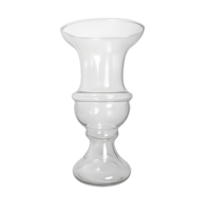 Glass Hourglass Vase – Elegant Clear Glass Urn with Fluted Rim and Sculptural Taper - U20