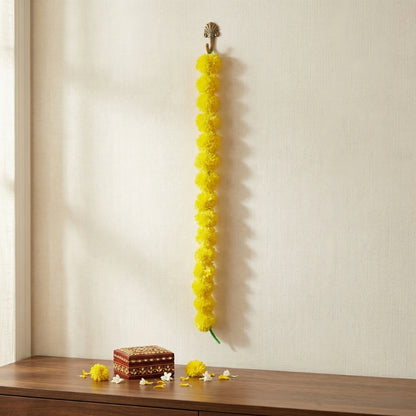 Artificial Marigold Garland (5ft) – Vibrant Yellow Genda Phool for Diwali, Weddings, & Home Décor -T03