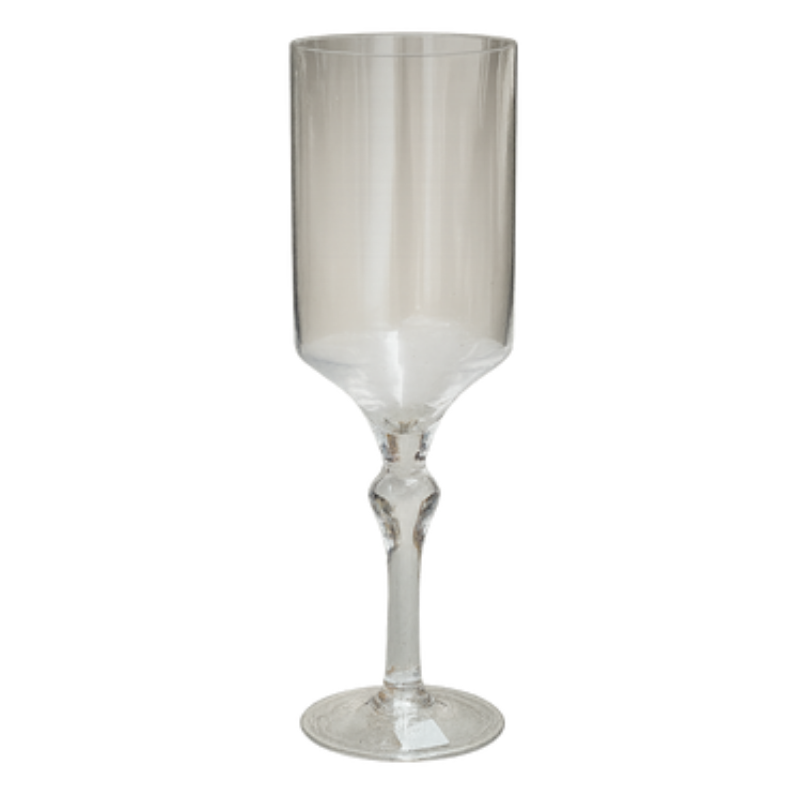 Stemmed Cylinder Vase – Architectural Glass Pedestal Vessel with Faceted Baluster Stem - U23