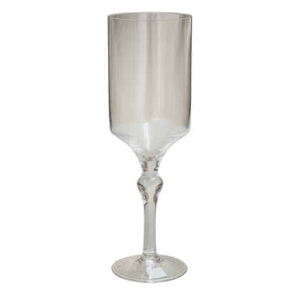 Stemmed Cylinder Vase – Architectural Glass Pedestal Vessel with Faceted Baluster Stem - U23