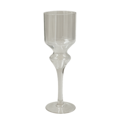 Glass Chalice Vase – Architectural Pedestal Vessel with Sculptural Tapered Stem - U24