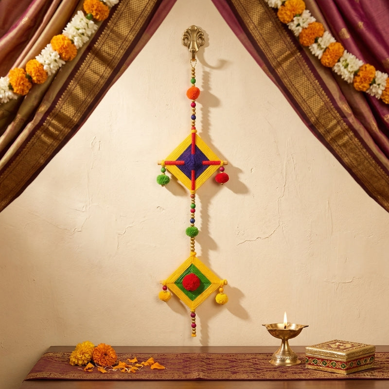 Handmade Indian Decor & Artificial Marigold Garlands - Festive Wall Hangings for Diwali, Mehndi & Weddings - T07