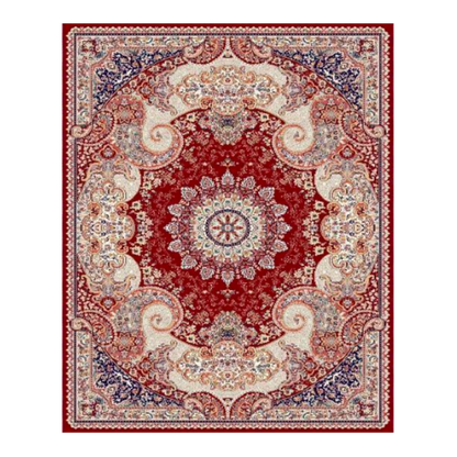 Luxury Oriental Medallion Rug – Crimson & Ivory Intricate Floral Area Carpet - CU02
