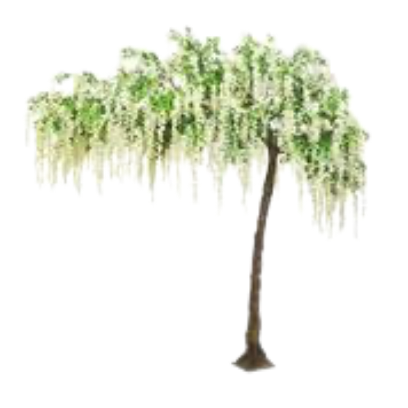 Artificial Weeping Wisteria Tree – Asymmetrical White Floral Arch for Wedding Entrances - T02