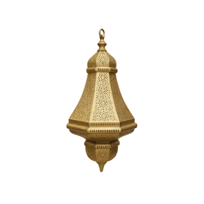 Moroccan Brass Lantern – Hand-Pierced Pendant Light for Exotic Home Decor - L02