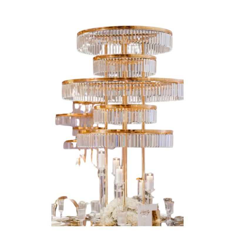 3-Tier Gold Crystal Cake Stand – Luxury Mirror Top Wedding Dessert Display(