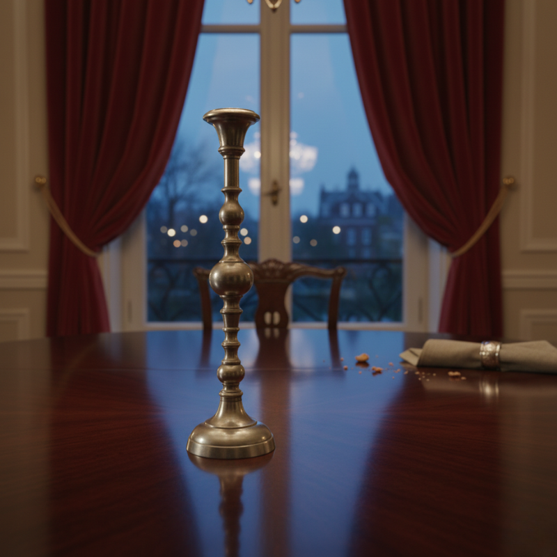 Silver Spindle Taper Candle Holder - Modern Farmhouse Metal Candlestick (Pewter Finish)