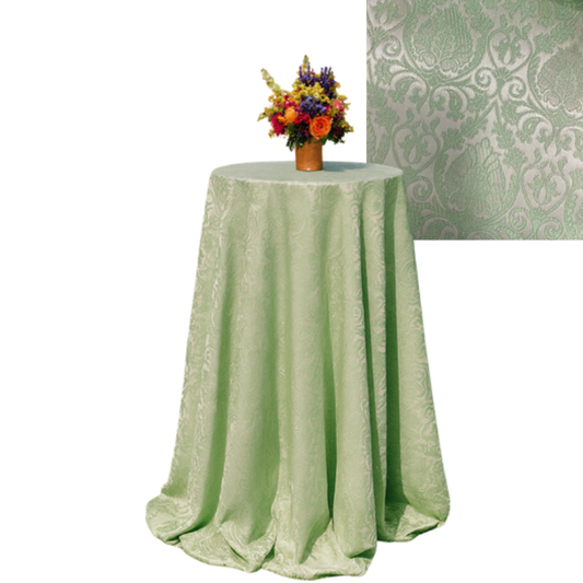 Pistachio Damask Embossed Tablecloth | Elegant Dry Hire for Linens - L04