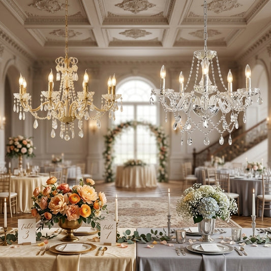 Luxury Crystal Candle Chandelier – Elegant 6-Light Pendant Ceiling Fixture (Gold & Chrome)