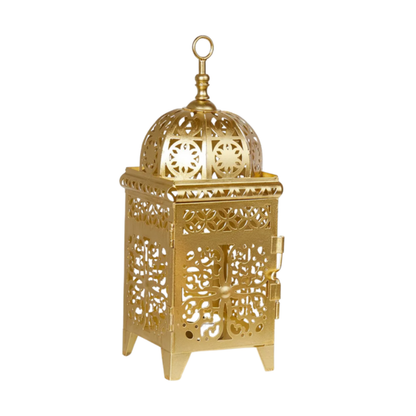Gold Filigree Lantern – Moroccan Style Decorative Tea Light Holder with Domed Top - L05