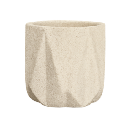 Geometric Faceted Planter – Architectural Stone-Style Ceramic Vessel with Origami-Inspired Design - U30