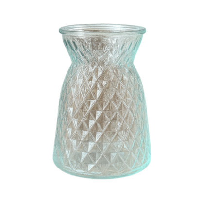 Aquamarine Diamond Glass Vase – Teal Textured Geometric Bud Vase - BV06