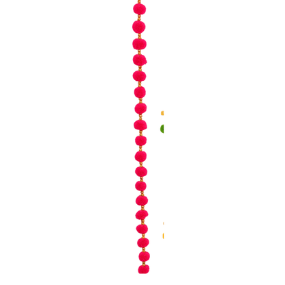 Indian Festival Garland - Pink Pom-Pom & Marigold Floral Strings for Mehndi, Diwali & Home Decor - T06