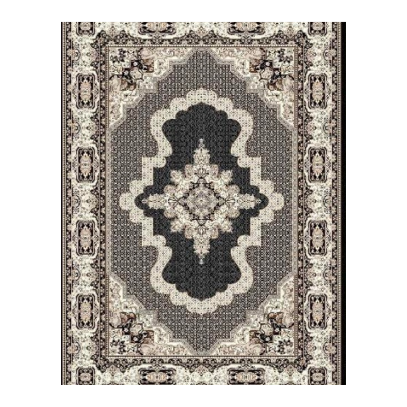 Modern Persian Area Rug – Slate Grey & Ivory Medallion Living Room Carpet - CU06
