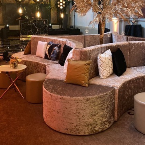 Star Curved Velvet Sofa – 128cm Sculptural Back Modular Section in Champagne Taupe