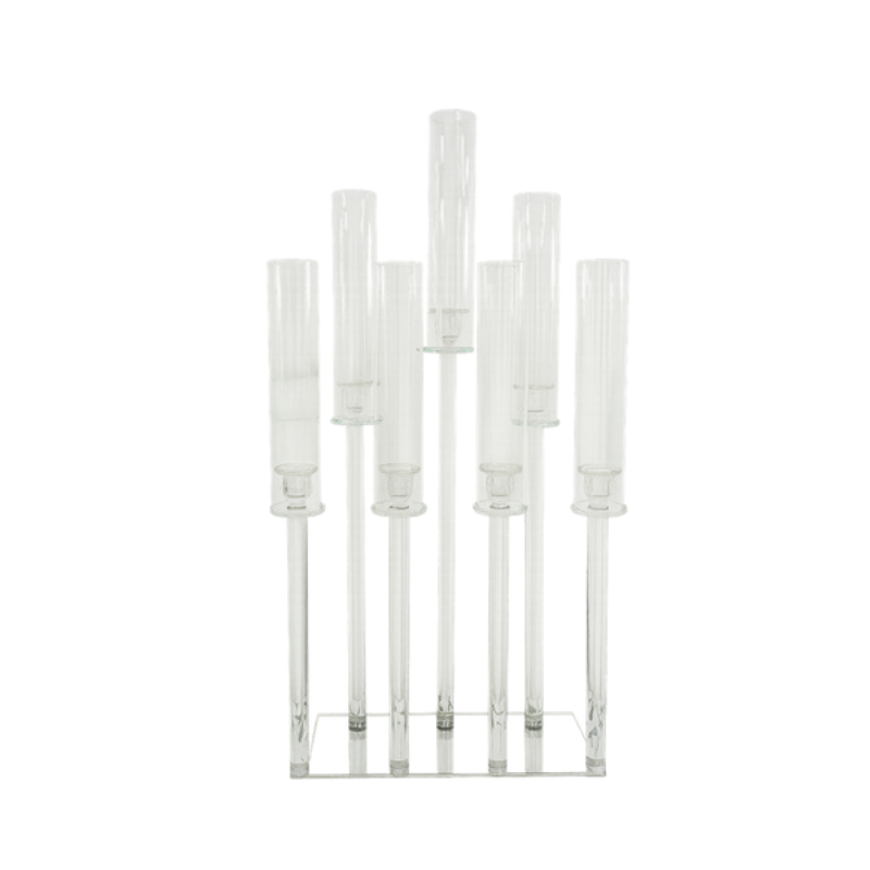 Minimalist Acrylic 8-Light Cluster Candelabra – Contemporary Floating Pillar Centerpiece - CT07