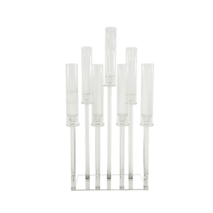 Minimalist Acrylic 8-Light Cluster Candelabra – Contemporary Floating Pillar Centerpiece - CT07