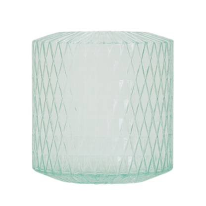 Green Geometric Glass Vase – Mint Diamond Textured Hurricane Vase - BV07