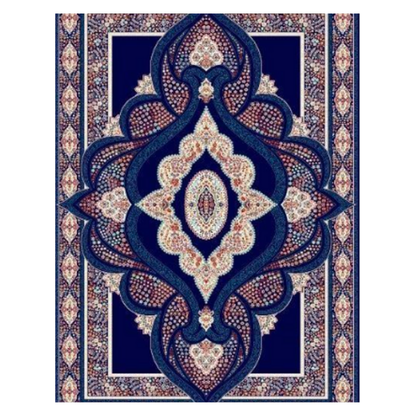 Teal Persian Medallion Rug – Elegant Peacock Blue & Ivory Traditional Area Carpet - CU08
