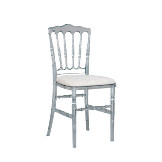 Clear Napoleon Chair – Luxury Acrylic Ghost Chair with Padded Seat for Events & Weddings - C09